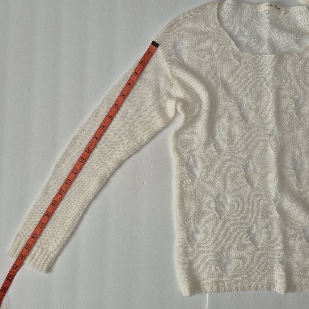 Painted Threads Open Knit Sweater Women's S Ivory Pullover L/S Semi Sheer Soft - Picture 8 of 8